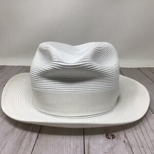 Dobbs Rosebud Fedora Hat Milan Straw Center Dent White 7 3/4 Casual Headwear